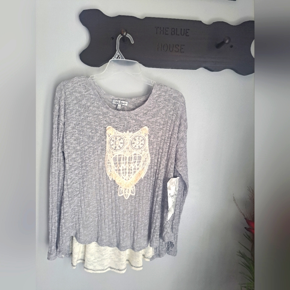 Almost Famous OWL Sweater Shirt Top #New Size Large